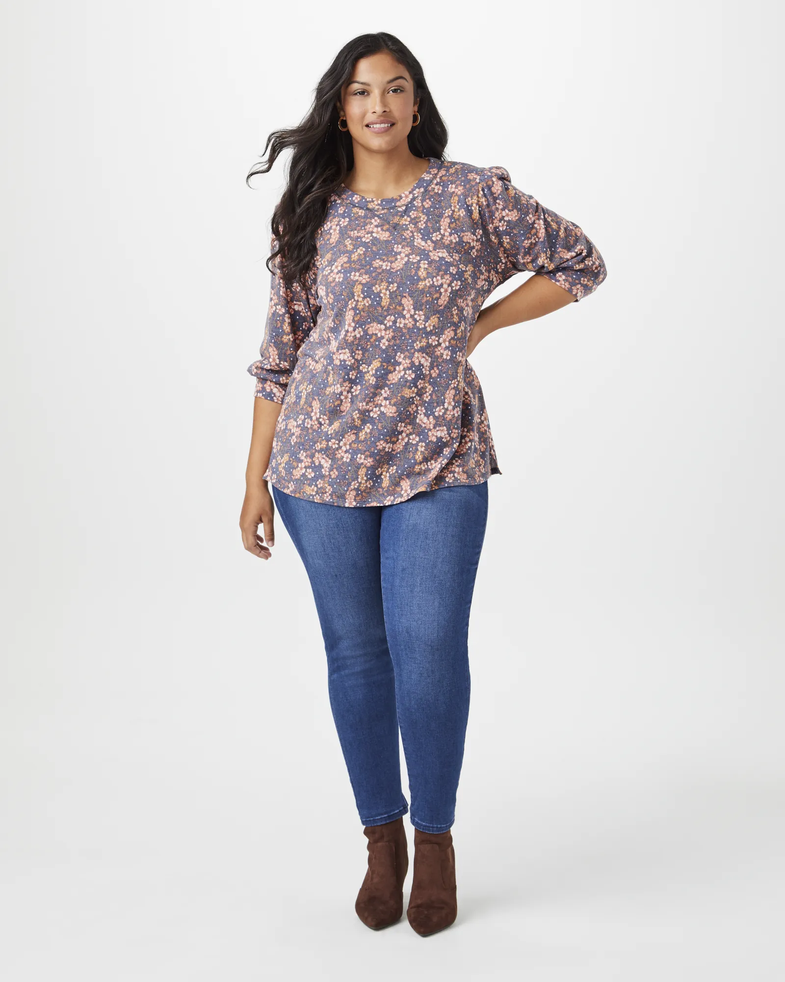 Lizbeth Knit Top | Navy / Tan