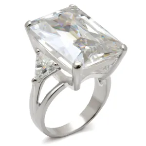 LOVCIA Elegant 925 Sterling Silver Ring with Clear AAA Cubic Zirconia