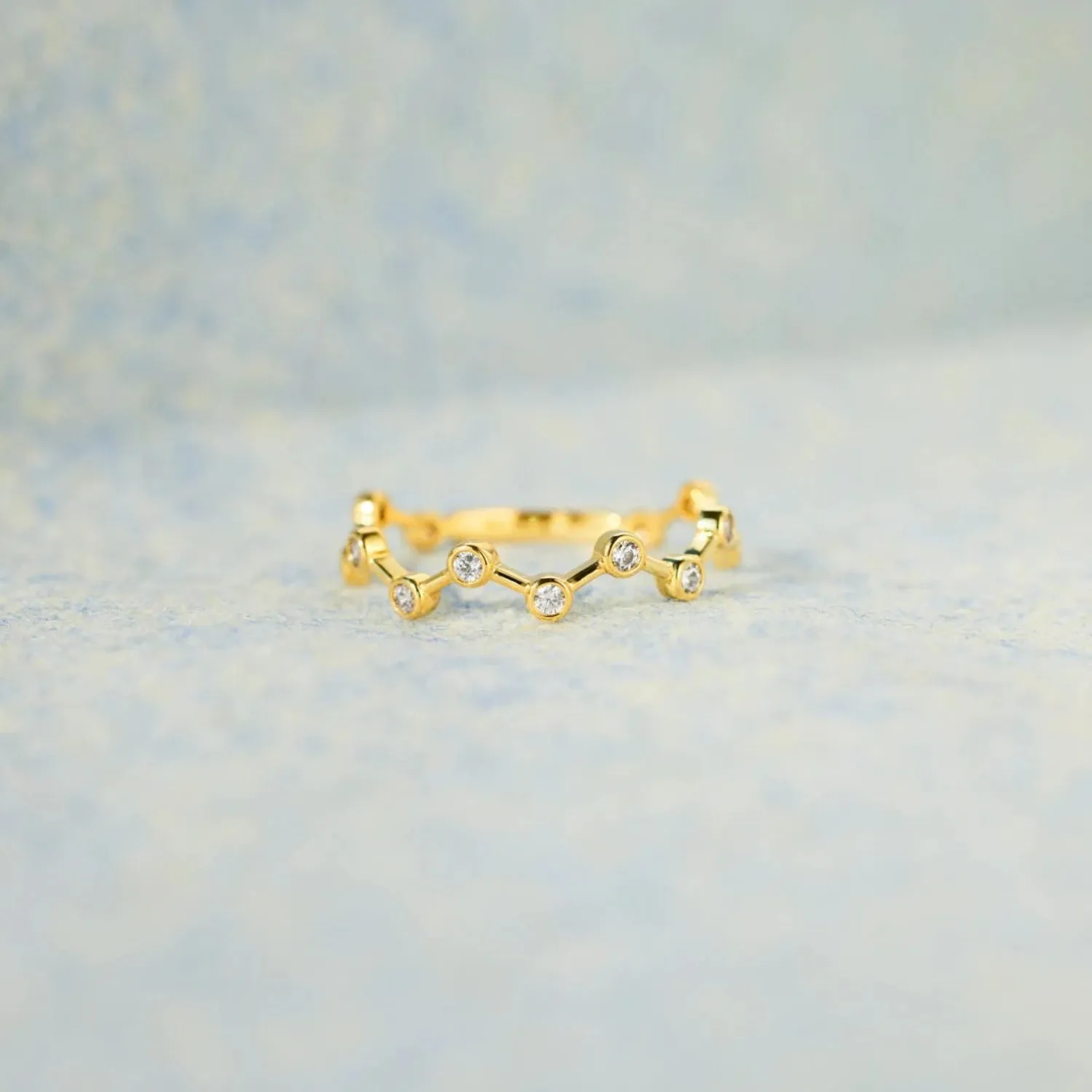 LOVCIA Jewelry Zircon-Embellished 18K Gold-Plated Sterling Silver Ring for Women