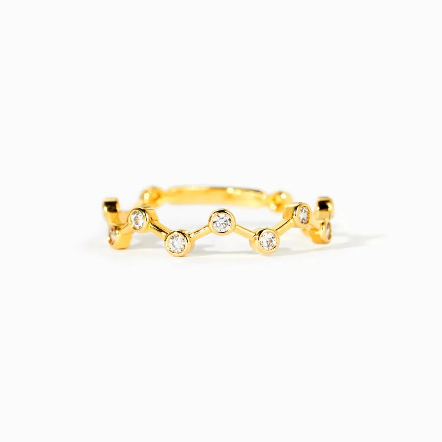 LOVCIA Jewelry Zircon-Embellished 18K Gold-Plated Sterling Silver Ring for Women