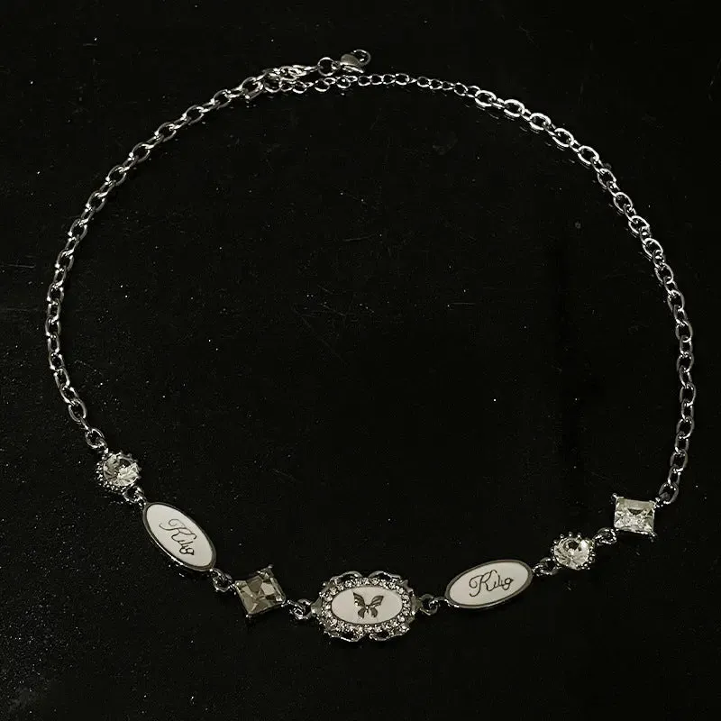 LOVCIA Modern Butterfly Stitching French Style Necklace for Women