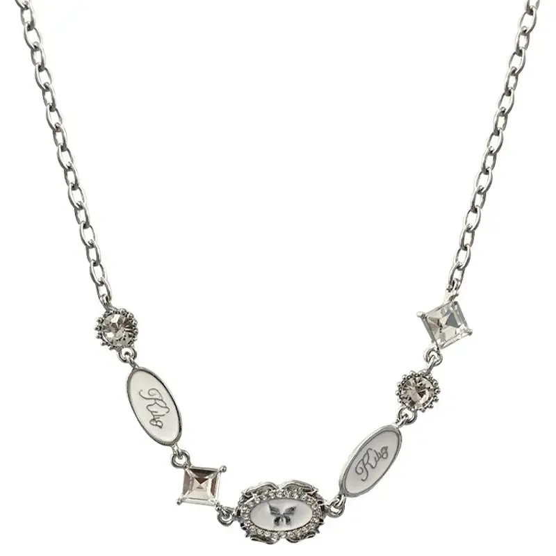 LOVCIA Modern Butterfly Stitching French Style Necklace for Women