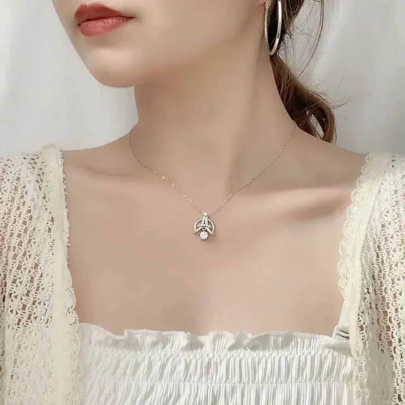 LOVCIA Modern Moissanite CZ Eiffel Tower 925 Sterling Silver Necklace