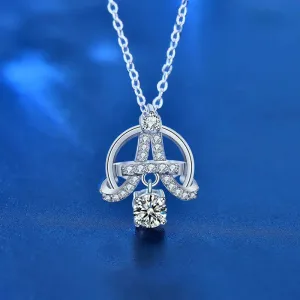 LOVCIA Modern Moissanite CZ Eiffel Tower 925 Sterling Silver Necklace