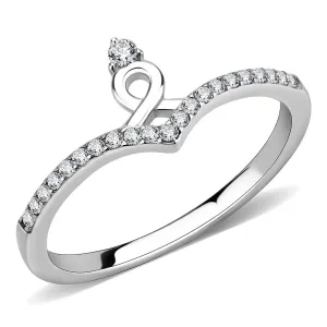 LOVCIA Stainless Steel Ring with Clear AAA Grade CZ Stone - High Polished Finish