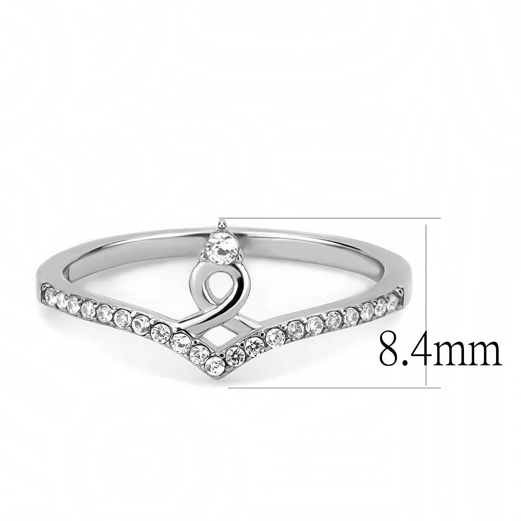 LOVCIA Stainless Steel Ring with Clear AAA Grade CZ Stone - High Polished Finish