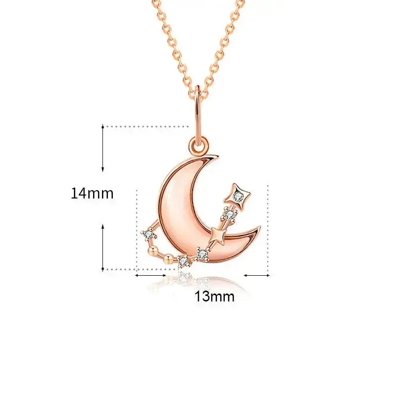 LOVCIA Women Shell Crescent Moon CZ 925 Sterling Silver Necklace