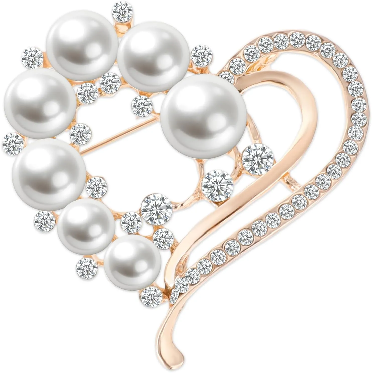 Love Heart Brooch Simulated Rhinestone Crystal Scarf Brooch for Women Shawl Pin Clip Bridal Corsage Wedding Party Clothes Accessories