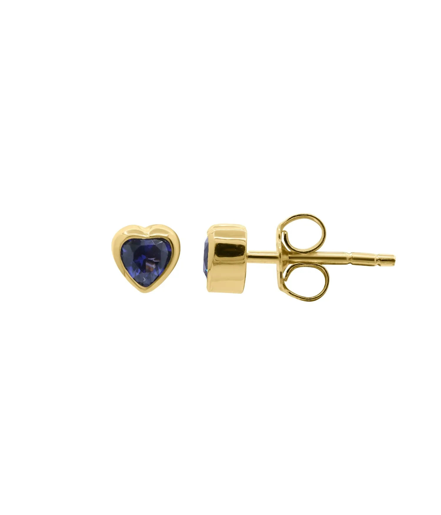 Love Heart Stud in Gold with Sapphire Zirconia