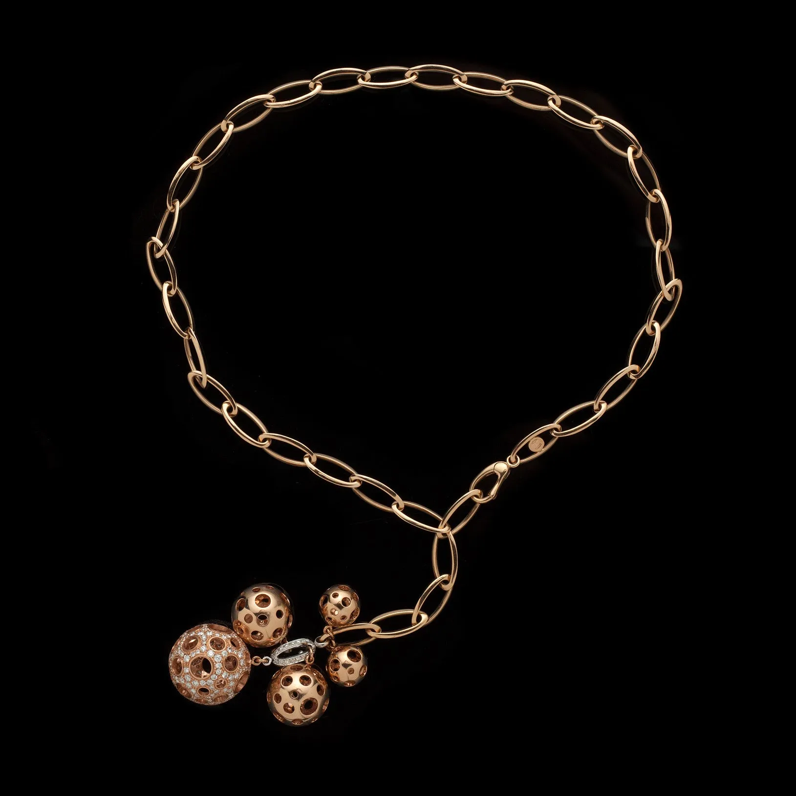 Luca Carati Diamond 18Kt Rose Gold Charm Necklace