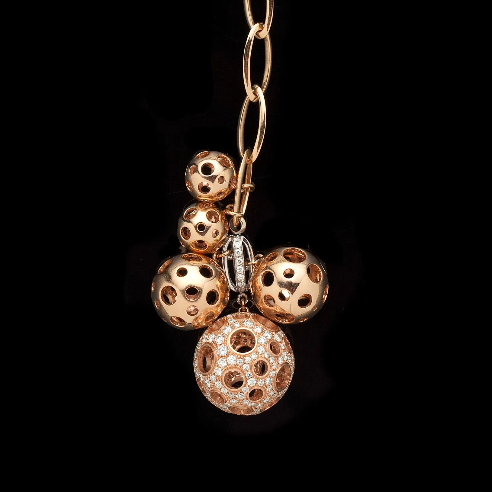 Luca Carati Diamond 18Kt Rose Gold Charm Necklace