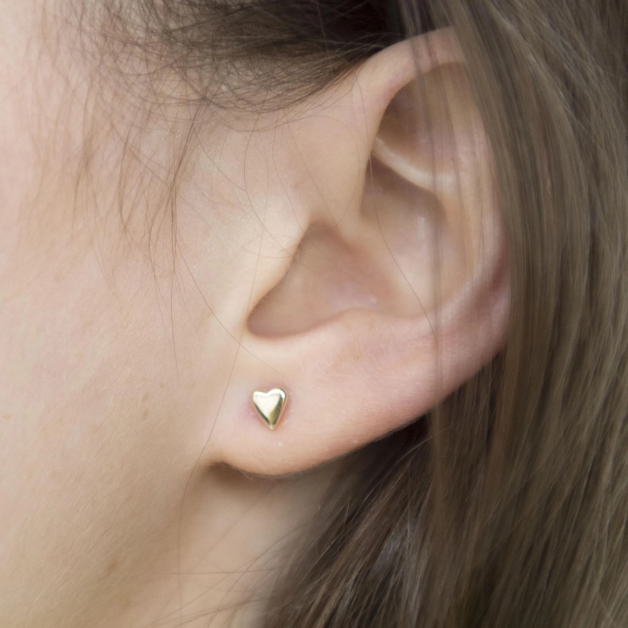 Lunar Tiny 18ct Solid Gold Heart Studs