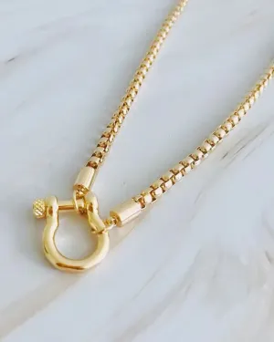 Luxe Pendant Box Chain Necklace - Gold - FINAL SALE