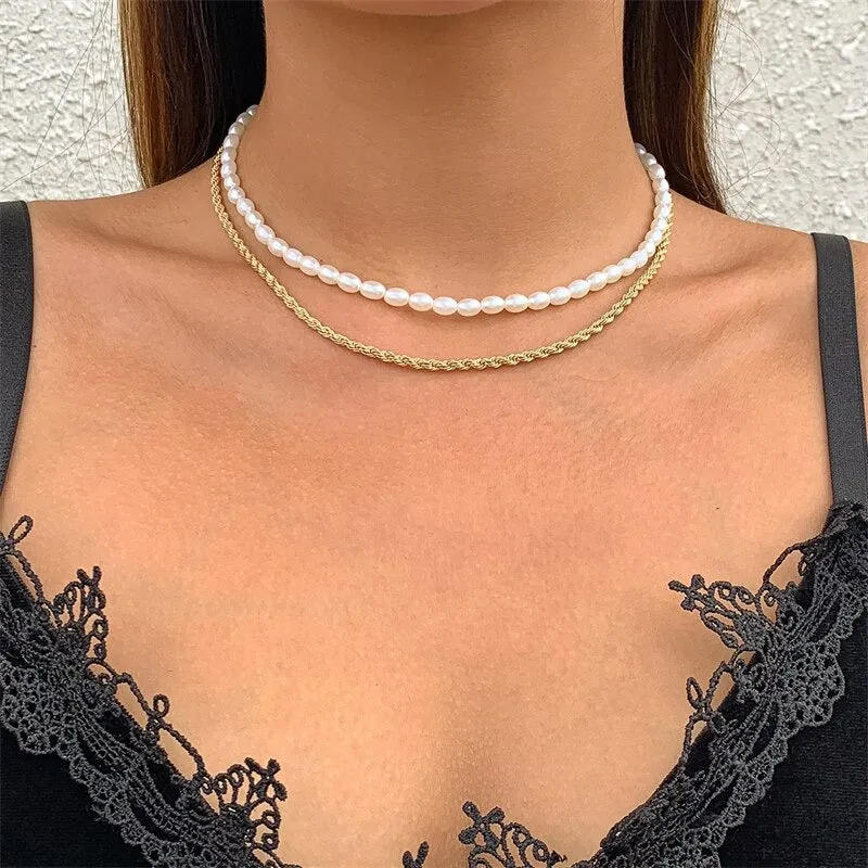 Luxurious Freshwater Multi-layer Modern Pearl Trend Necklaces
