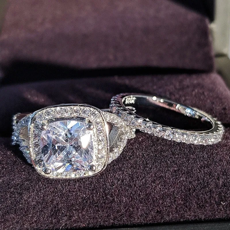 Luxurious Zircon Bejeweled Rings Set Jewelry Collection