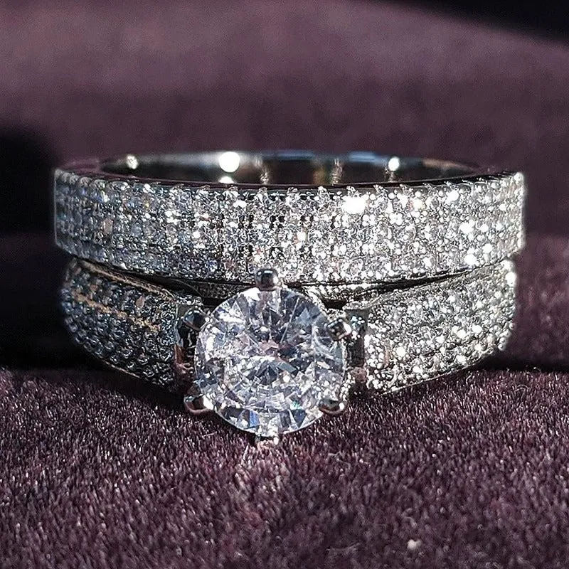 Luxurious Zircon Bejeweled Rings Set Jewelry Collection