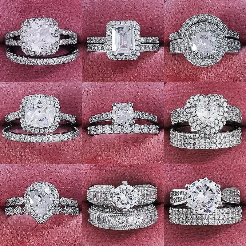 Luxurious Zircon Bejeweled Rings Set Jewelry Collection