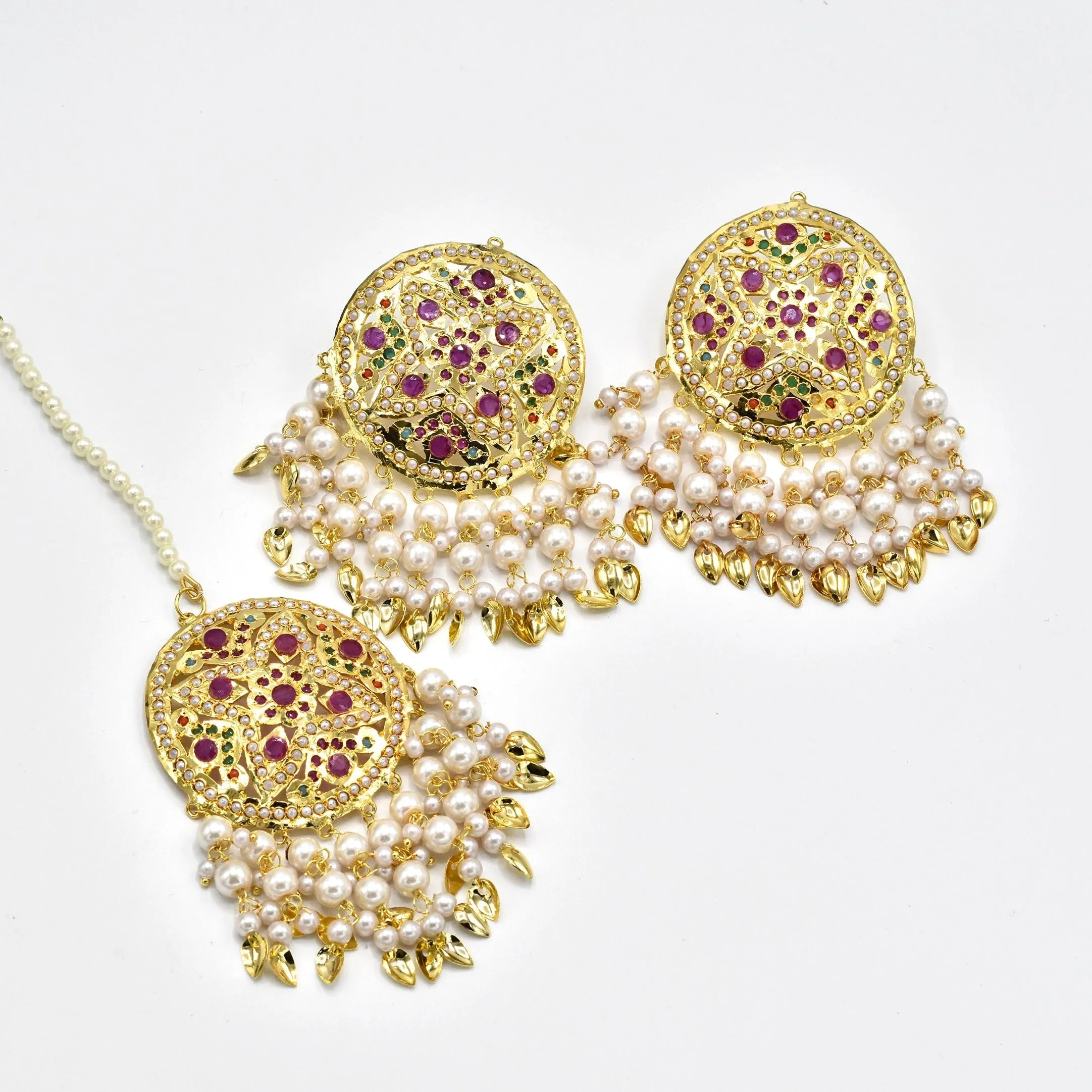 Mahnoor Jadau Earrings Tikka Set