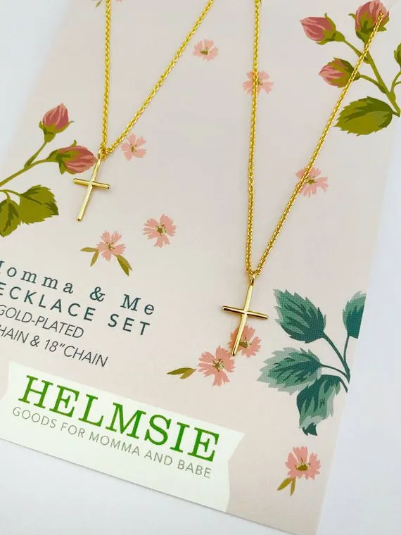 Mama   Me Cross Necklace Set