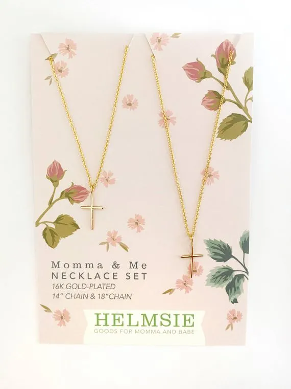 Mama   Me Cross Necklace Set