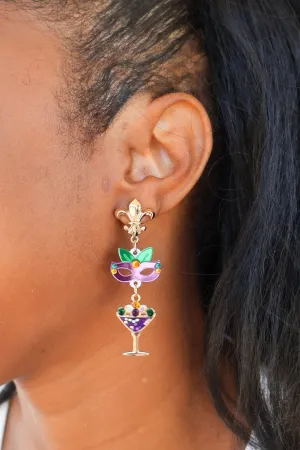 Mardi Gras Mask Detail Earrings