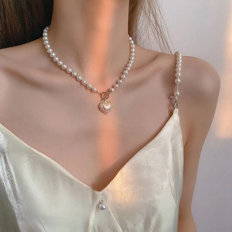 MAYTRENDS  - Pearl Heart Necklace