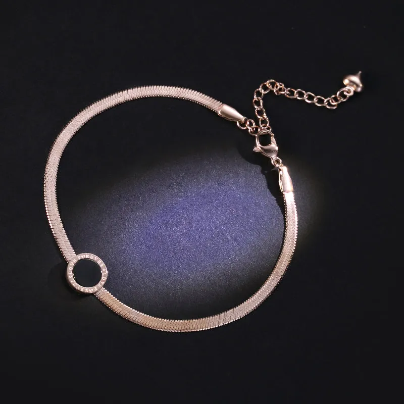 Minimalism Fashion Anklet Rose Gold Plated Titanium Steel Jewelry Accessories Gift for Women