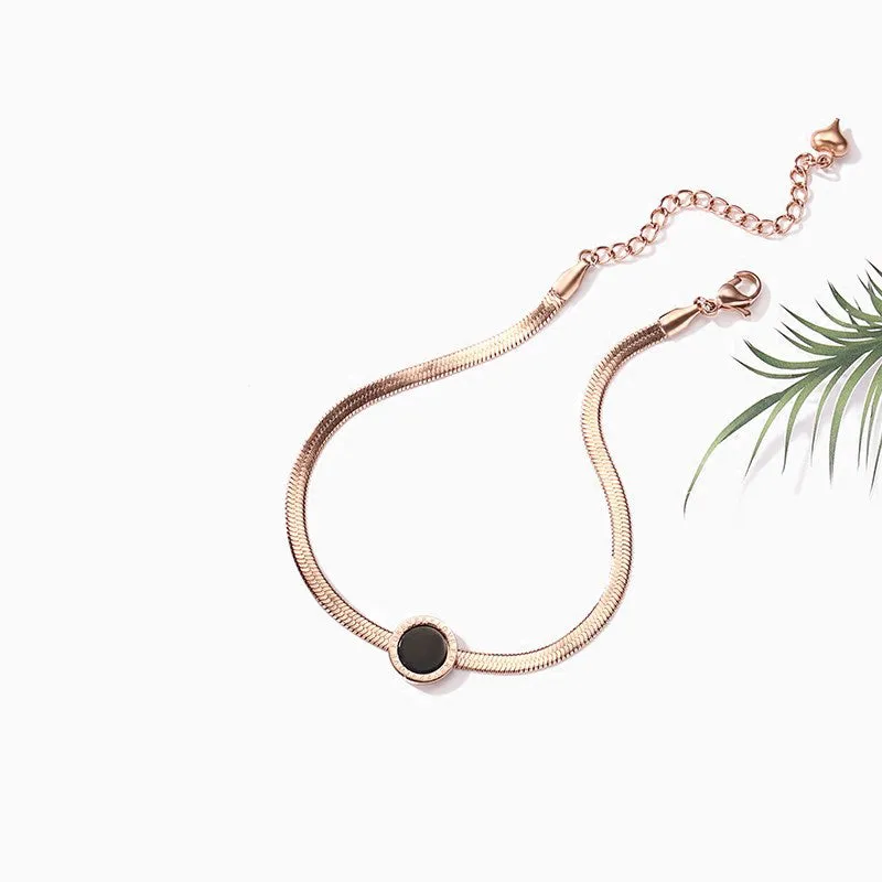 Minimalism Fashion Anklet Rose Gold Plated Titanium Steel Jewelry Accessories Gift for Women