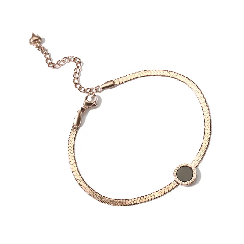 Minimalism Fashion Anklet Rose Gold Plated Titanium Steel Jewelry Accessories Gift for Women