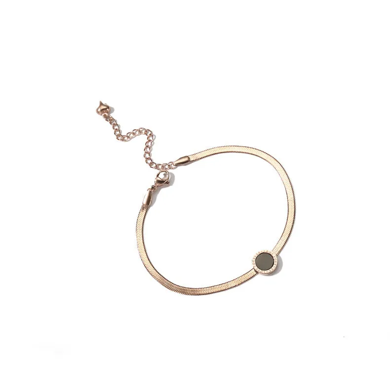 Minimalism Fashion Anklet Rose Gold Plated Titanium Steel Jewelry Accessories Gift for Women