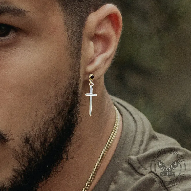 Minimalist Cross Sterling Silver Earrings