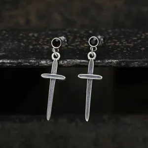 Minimalist Cross Sterling Silver Earrings