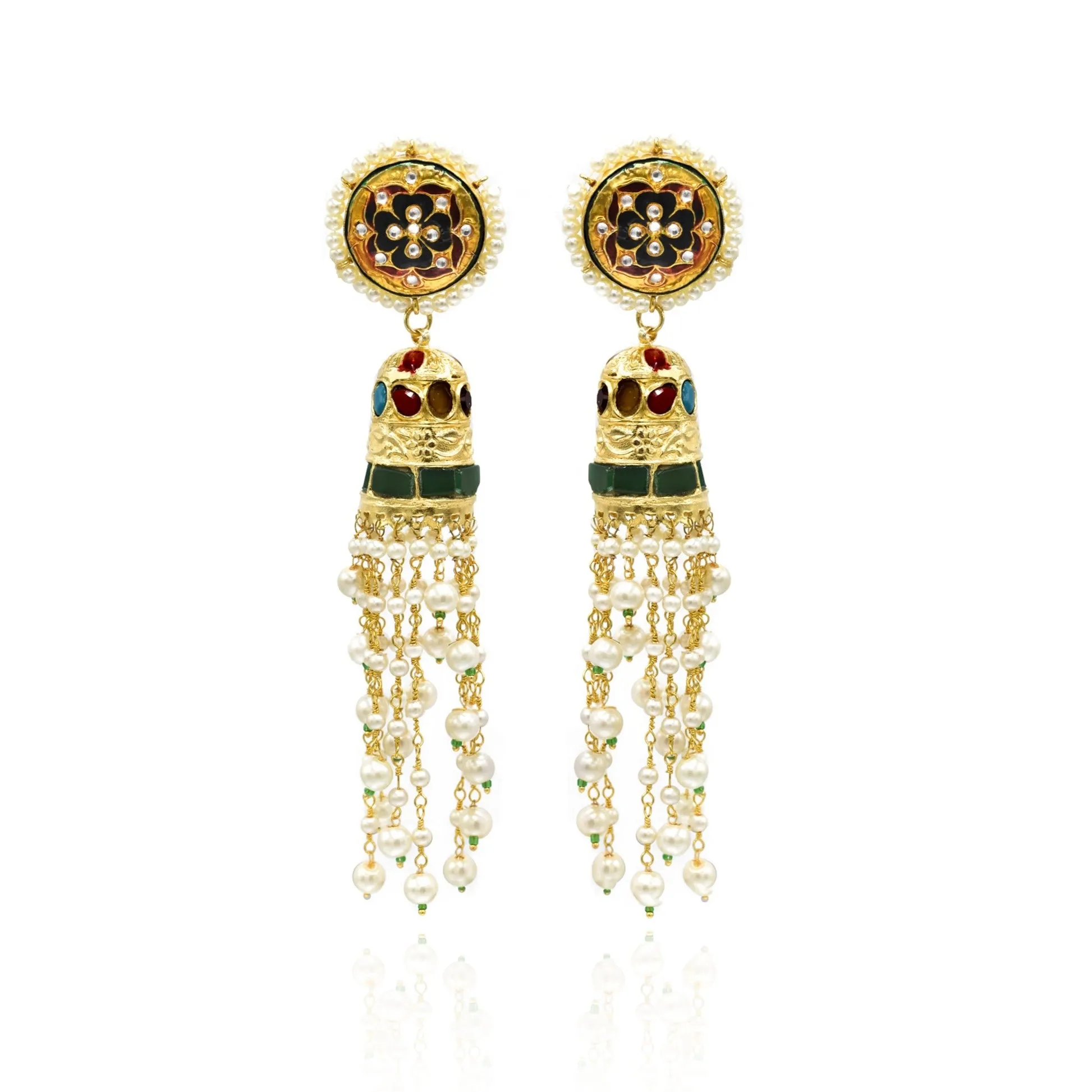 Mithya Multicolor Studded Tassel Earrings