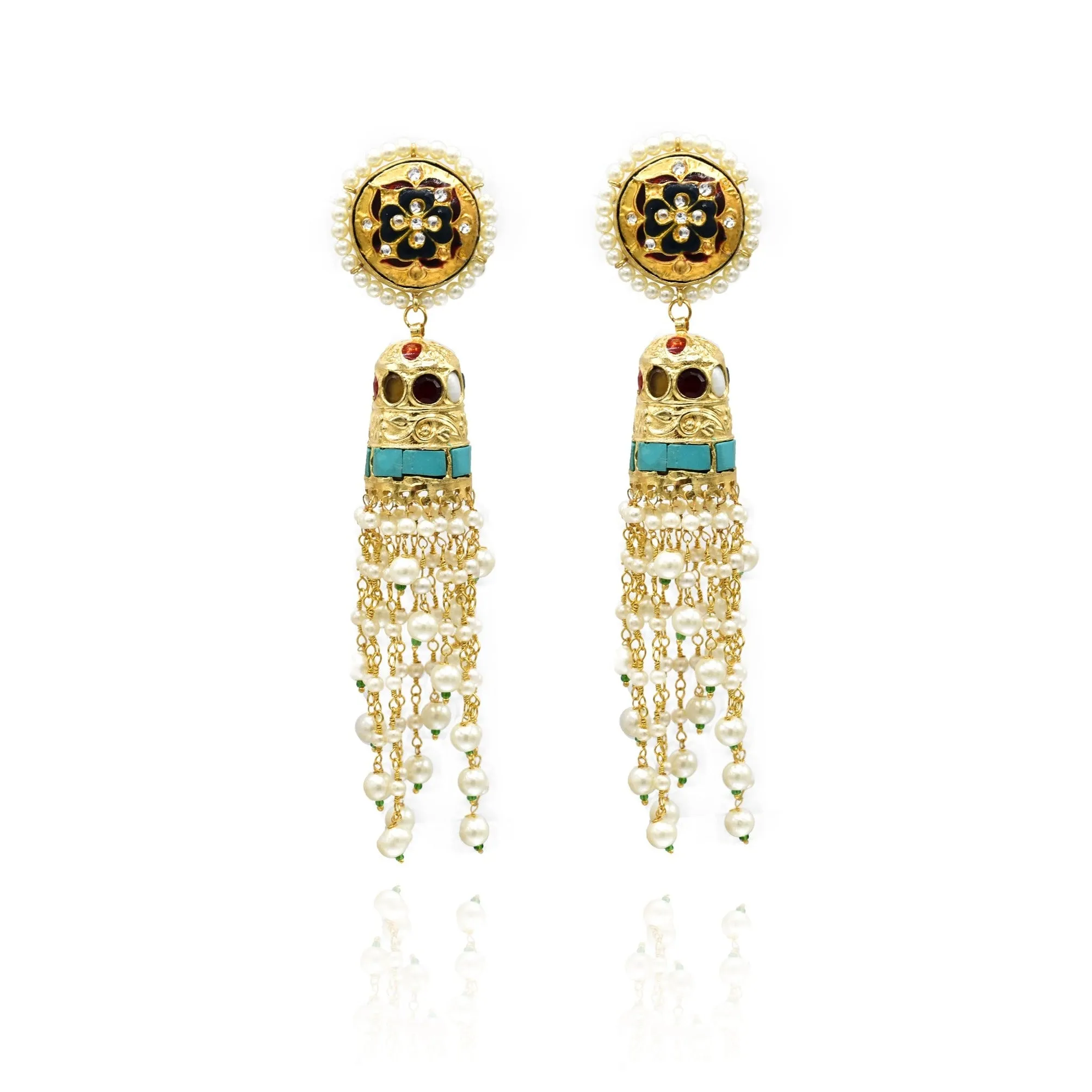 Mithya Multicolor Studded Tassel Earrings