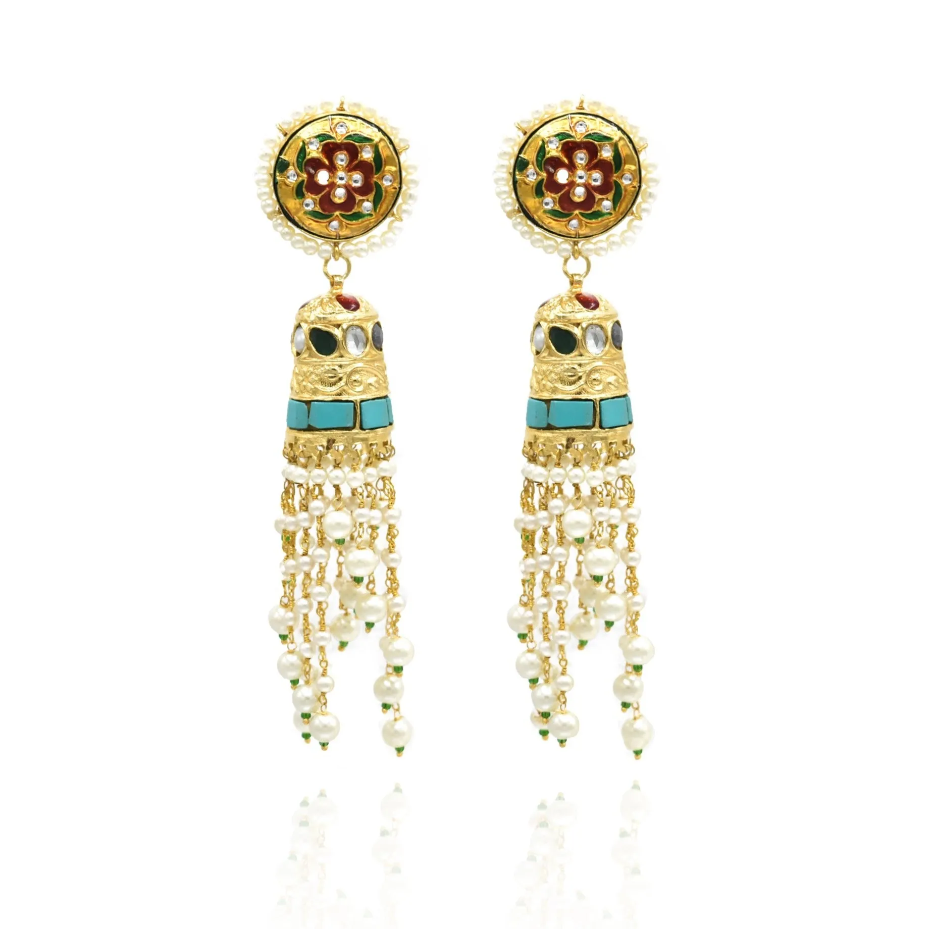 Mithya Multicolor Studded Tassel Earrings