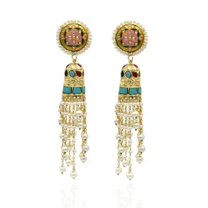 Mithya Multicolor Studded Tassel Earrings