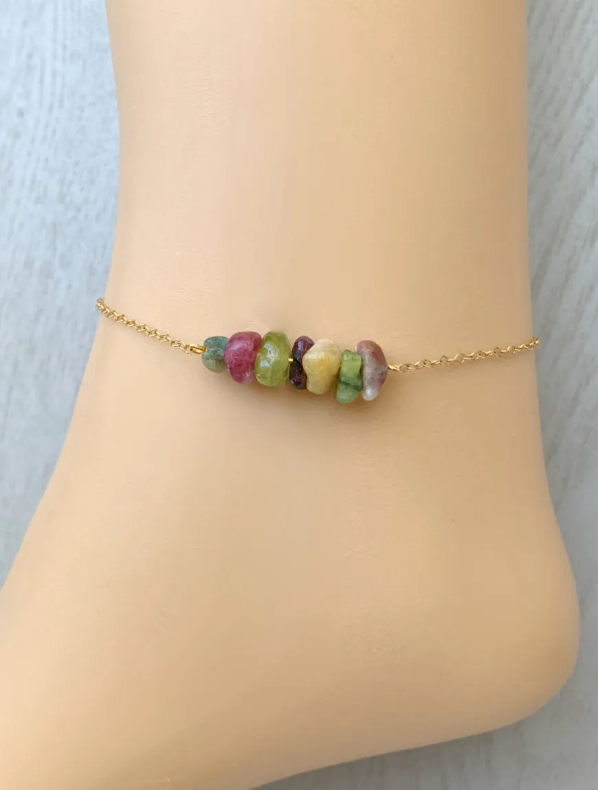 Mixed Tourmaline Anklet