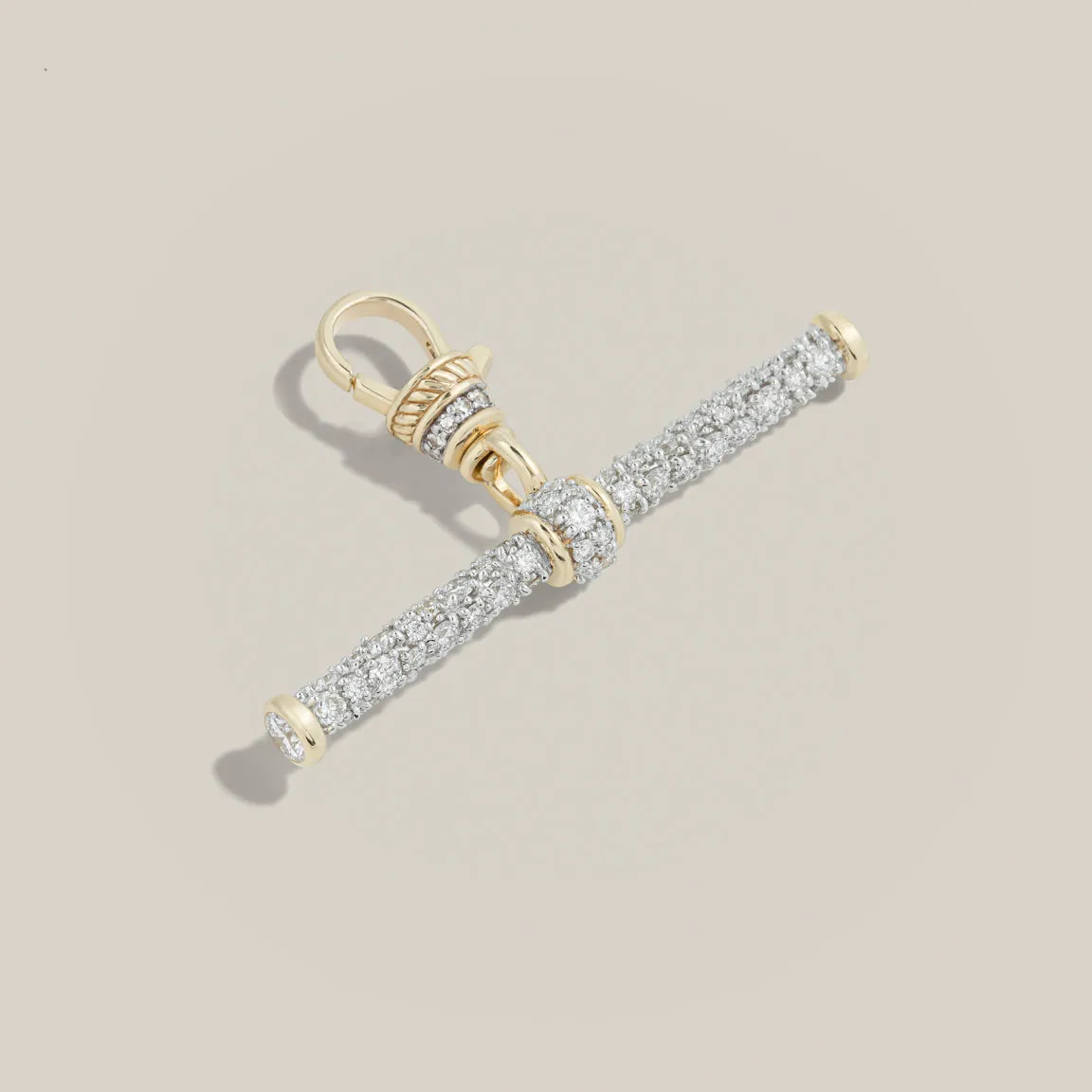 Modern Finish Diamond Pavé T-Bar Clip Pendant
