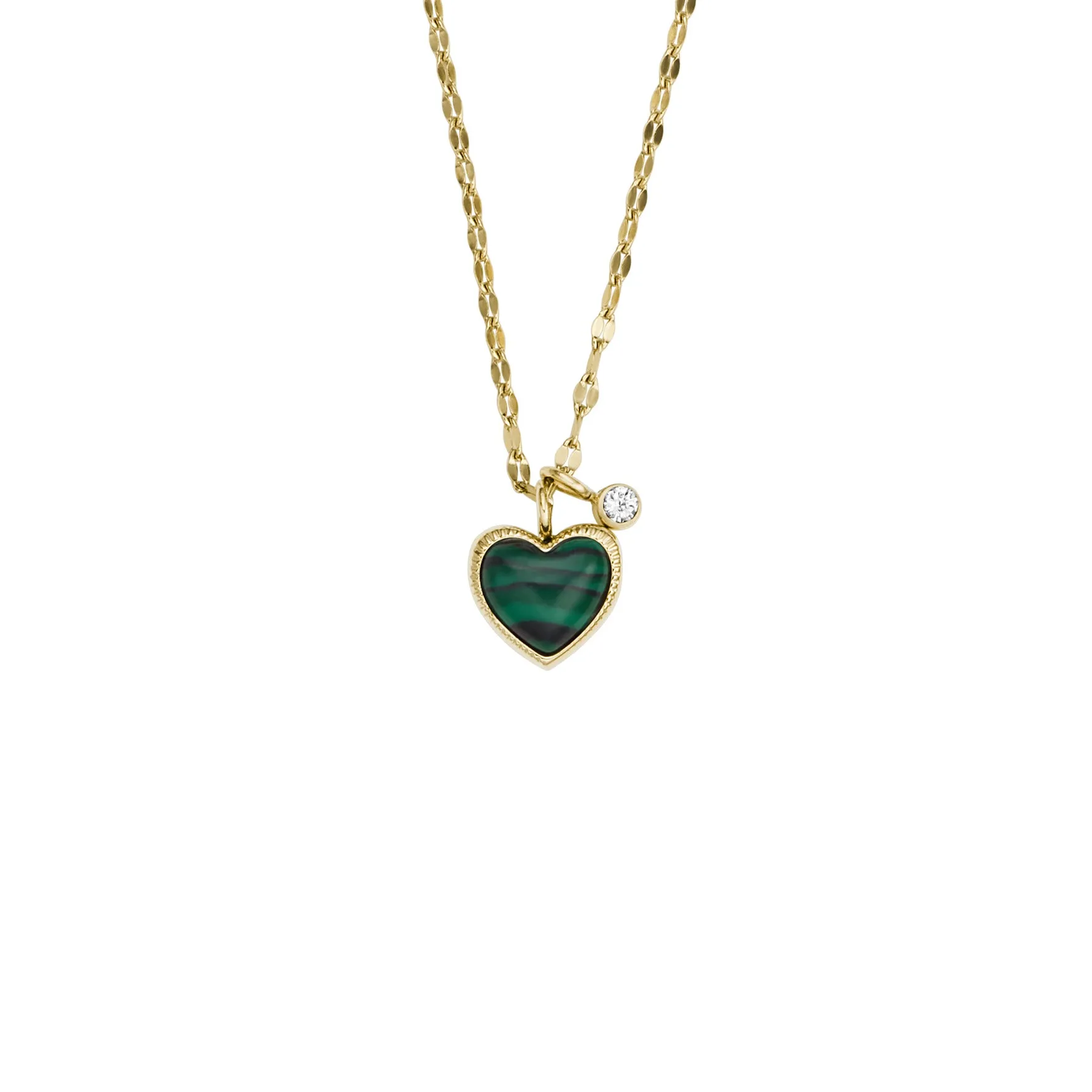 Modern Meadows Reconstituted Green Malachite Heart Pendant Necklace