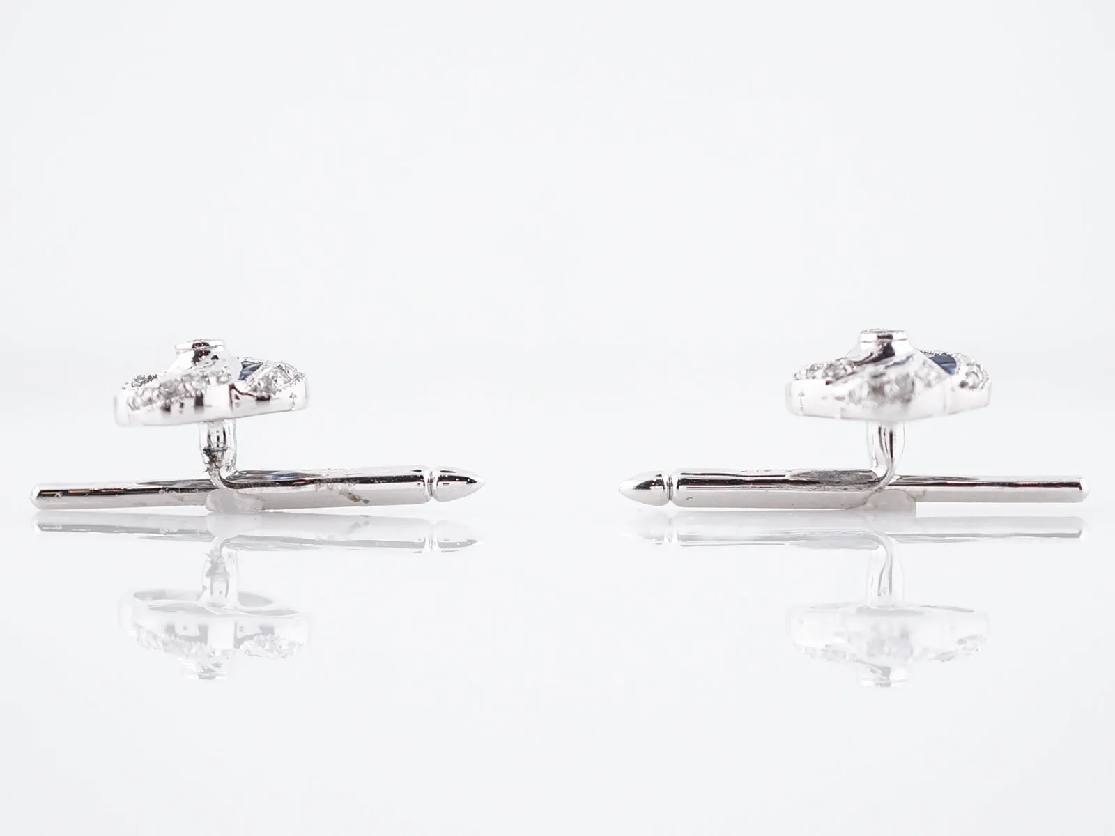 Modern Shirt Stud 1.20 Sapphire & Diamonds in Platinum