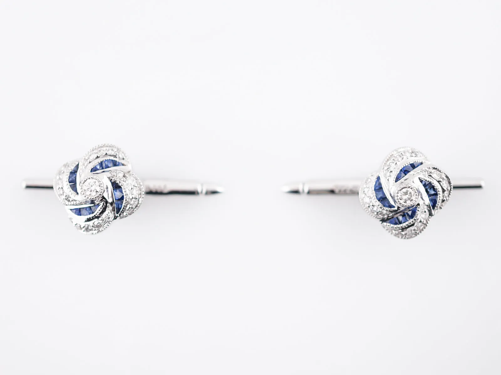 Modern Shirt Stud 1.20 Sapphire & Diamonds in Platinum
