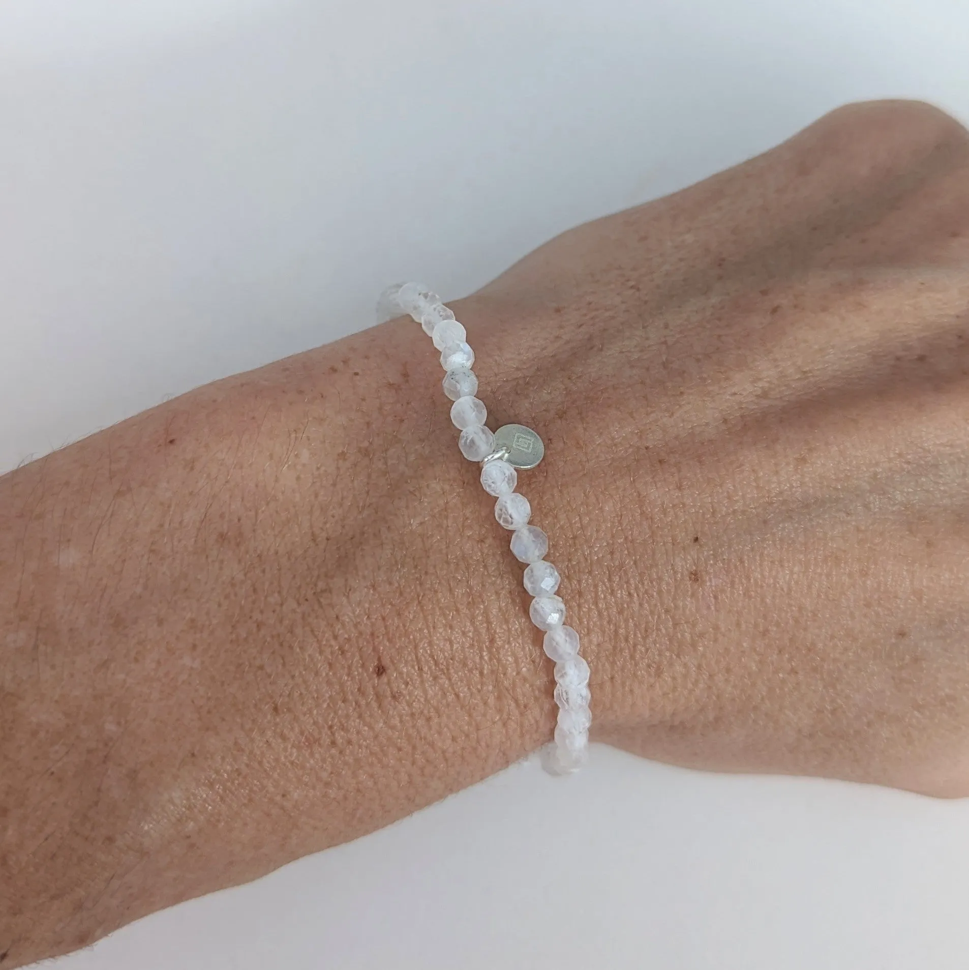 Moonstone Gemstone Bracelet - 4mm Faceted