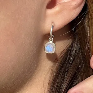 Moonstone Gemstone Earrings Sep birthstone on Sterling Silver loops