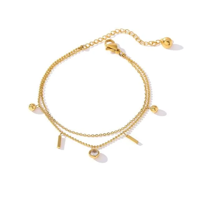 Multi-layer Stainless Steel Bangle Bracelet for Women Jewelry Anklet