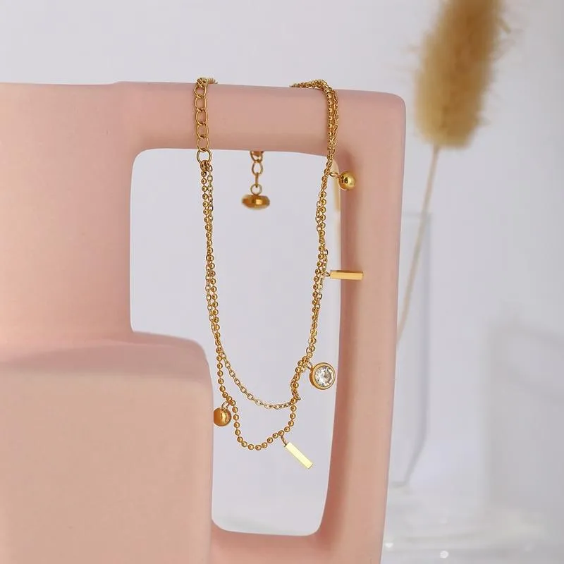 Multi-layer Stainless Steel Bangle Bracelet for Women Jewelry Anklet