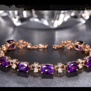 Natürliche Amethyst Edelstein Armband 18K Rose Gold Schmuck Pulseras De Bizuteria