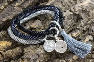 Navy Bracelet Stack with Charms