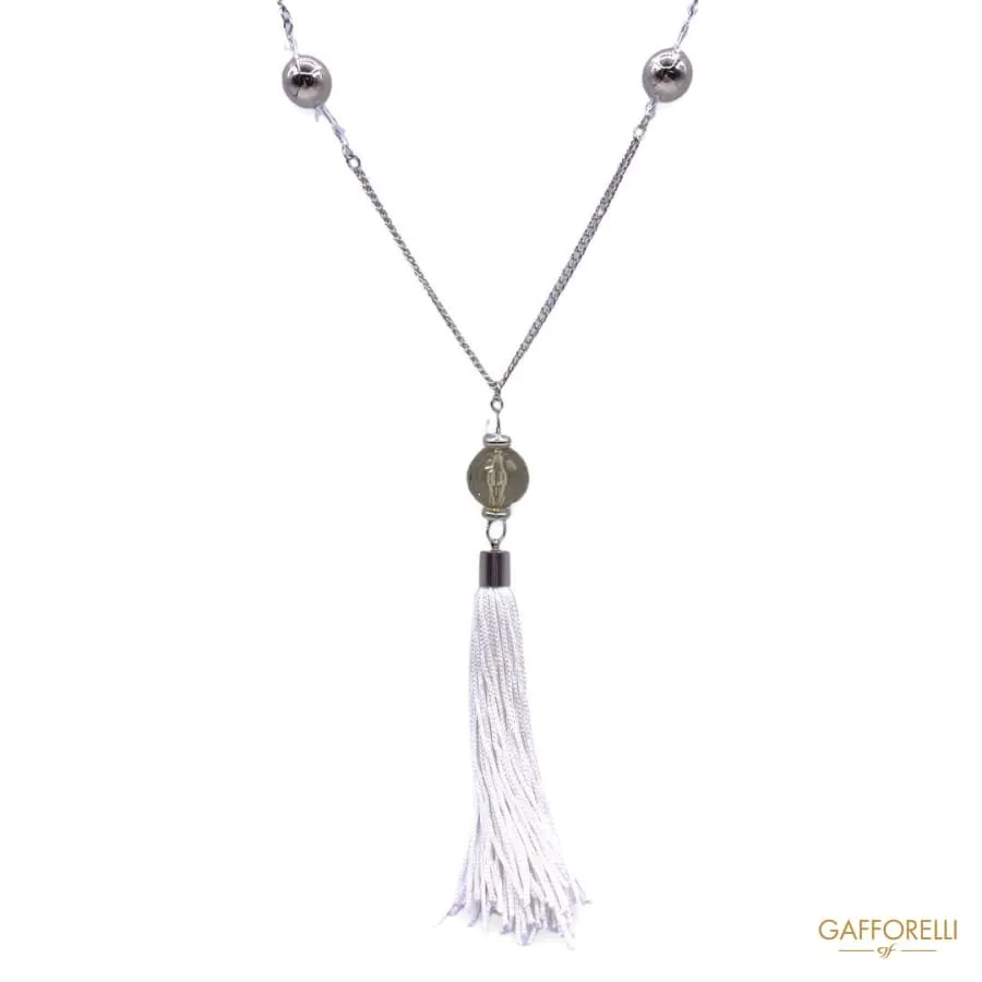 Necklace with Beads and Fabric Tassel C285 - Gafforelli Srl