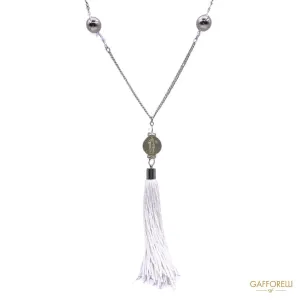 Necklace with Beads and Fabric Tassel C285 - Gafforelli Srl
