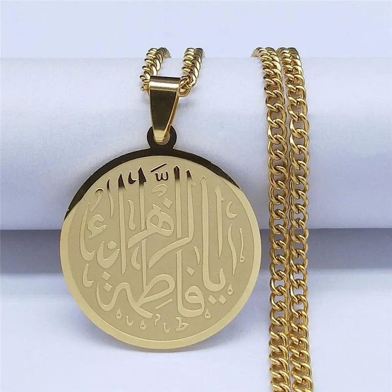 NEW Gold Color Long Choker Stainless Steel Islam Allah of Afghanistan Necklaces Women/Men jewellery